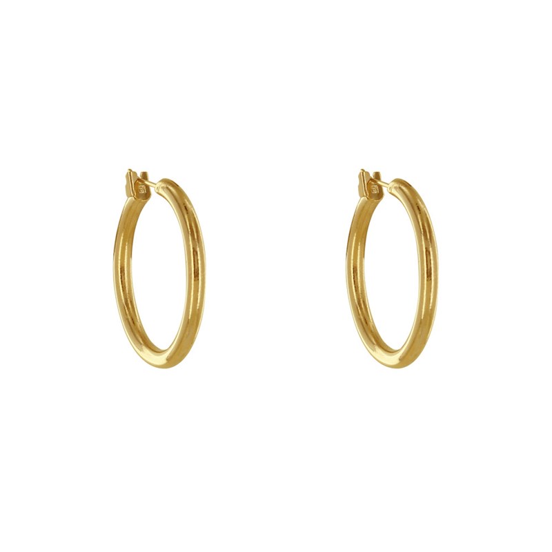 Boucles d'Oreilles Plaqué Or Créoles Rondes 2cm