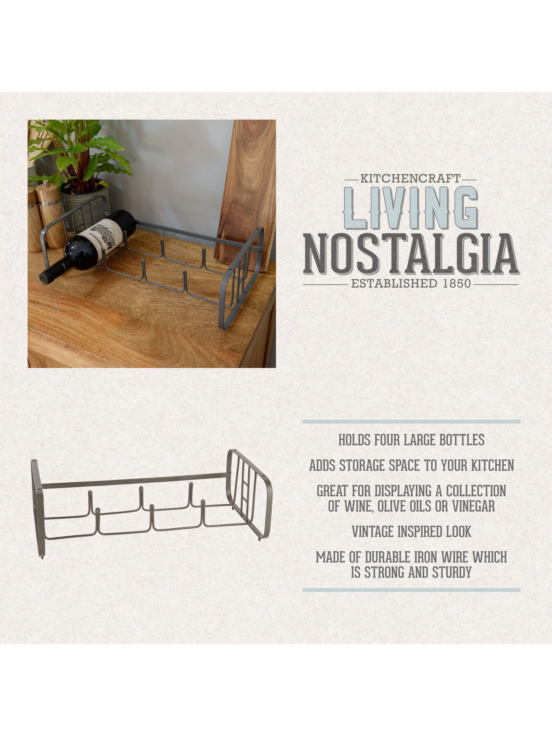 Kitchencraft Vintage Style Stackable Metal Wine Rack