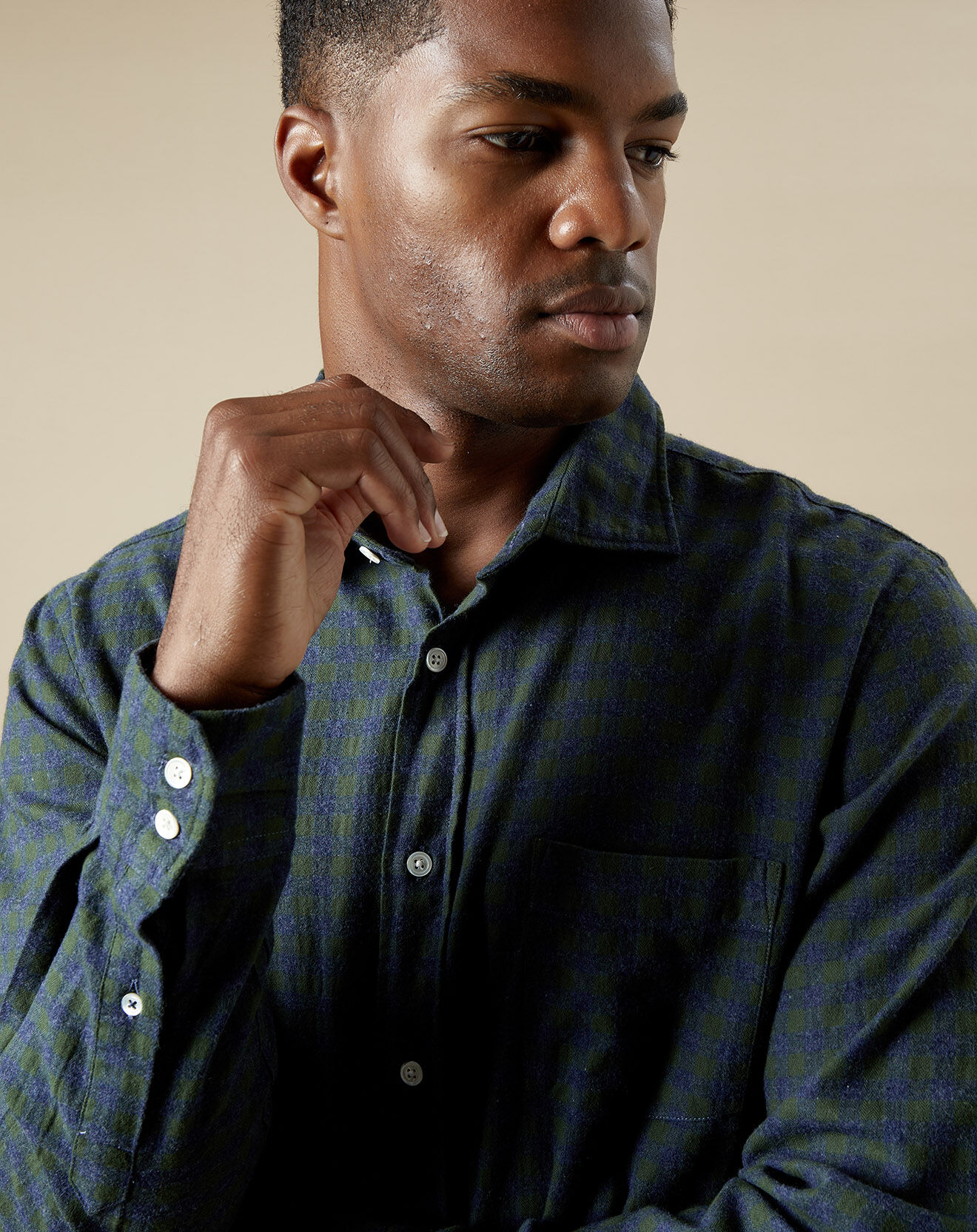 Hartford Chemise en Flanelle regular Paul à carreaux graphite