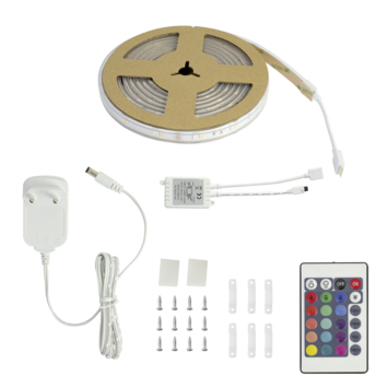 Handson badkamer LED strip met RGB kleuren en warmwit IP23 3 meter incl. afstandsbediening