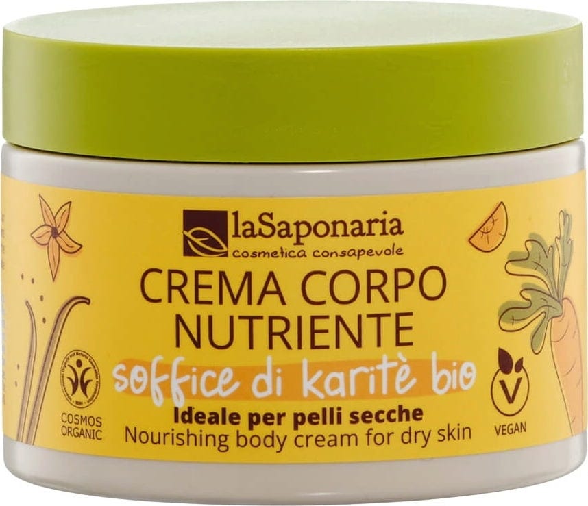 La Saponaria  Nährende Körpercreme Karotte & Vanille - Soffice di Karité, 200 ml