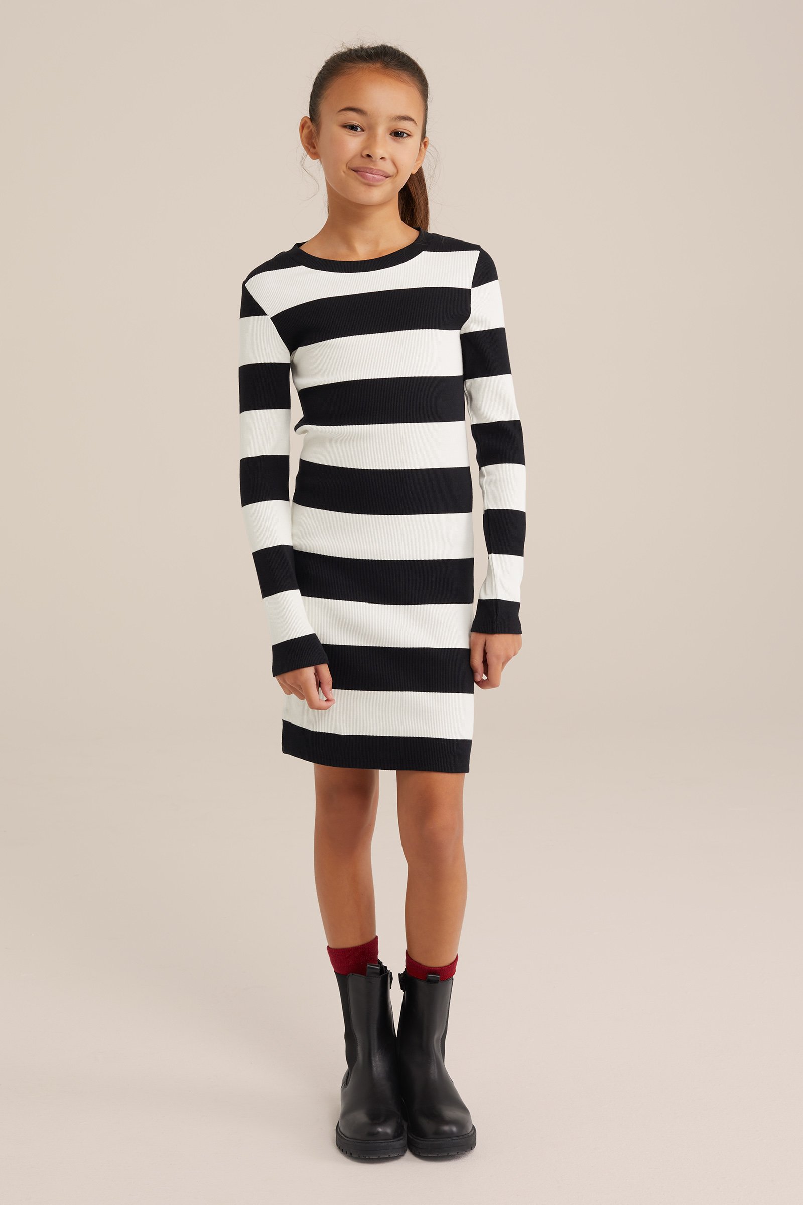 Meisjes jurk met dessin WE Fashion Zwart