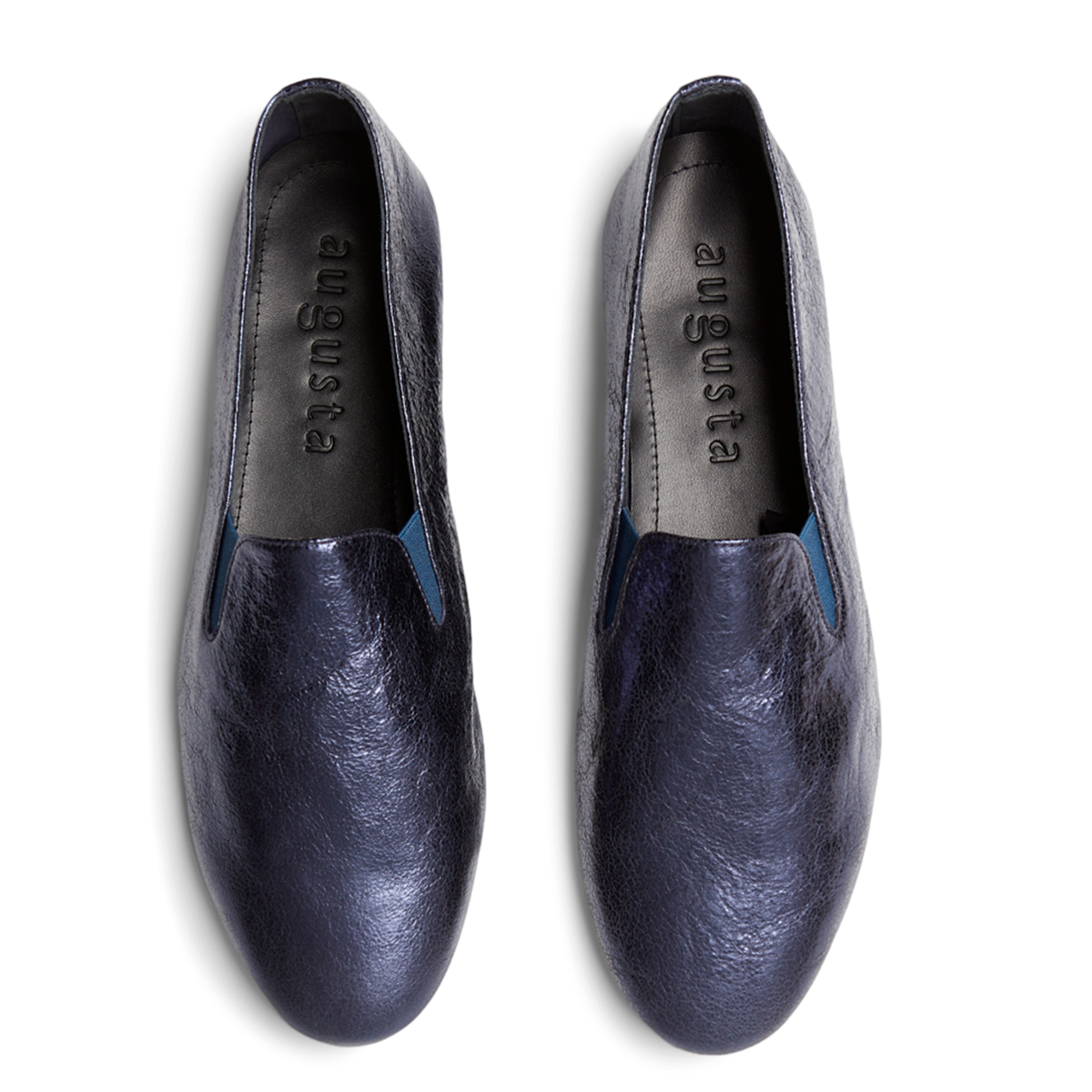 CLEO - Mocassins en cuir métallisé| Bleu