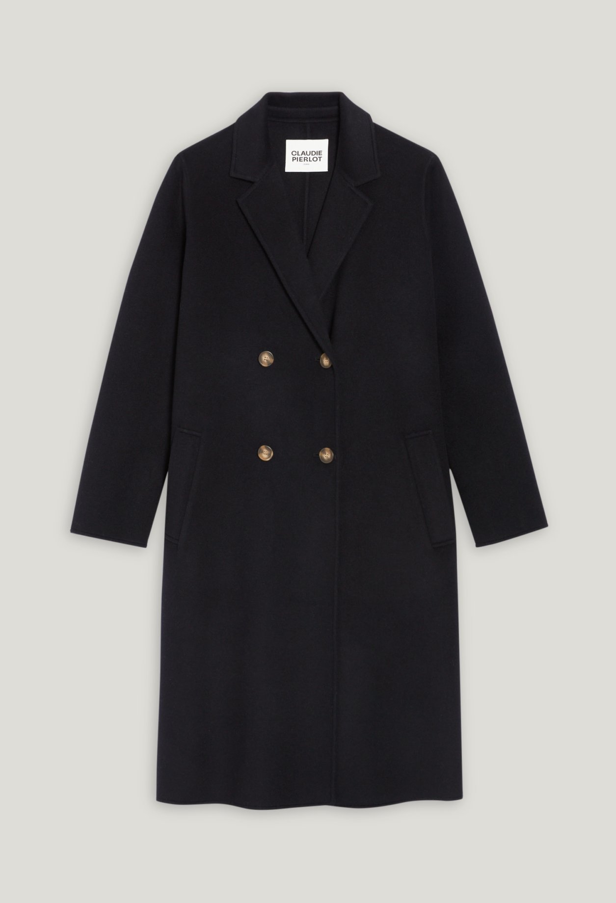 Manteau laine mi-long bleu marine