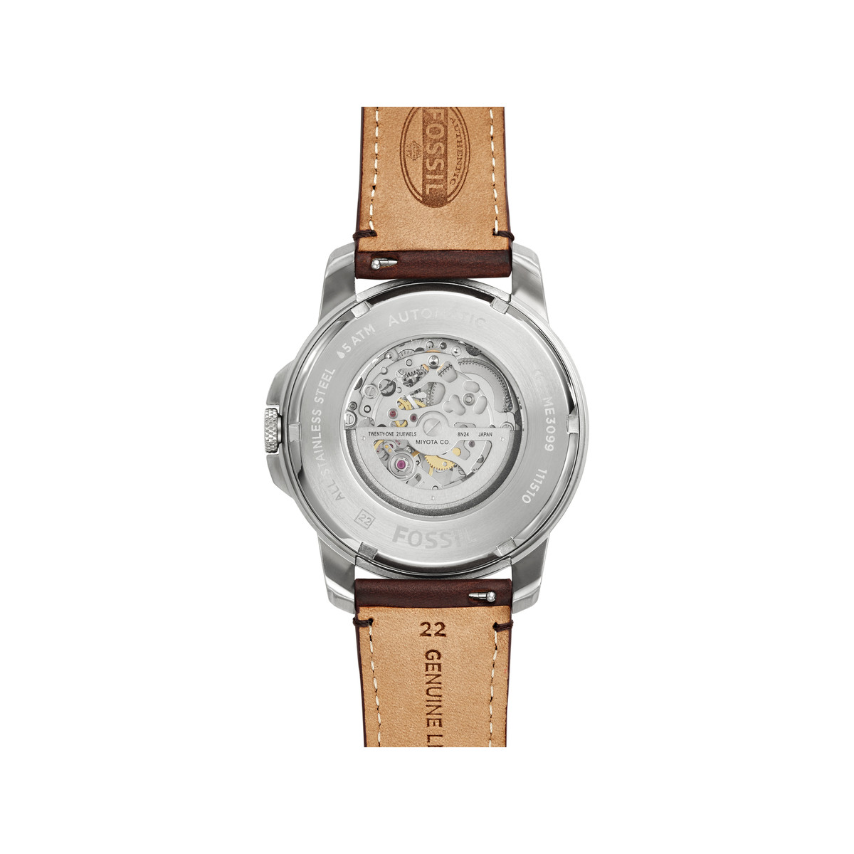 Montre Fossil homme acier cuir marron
