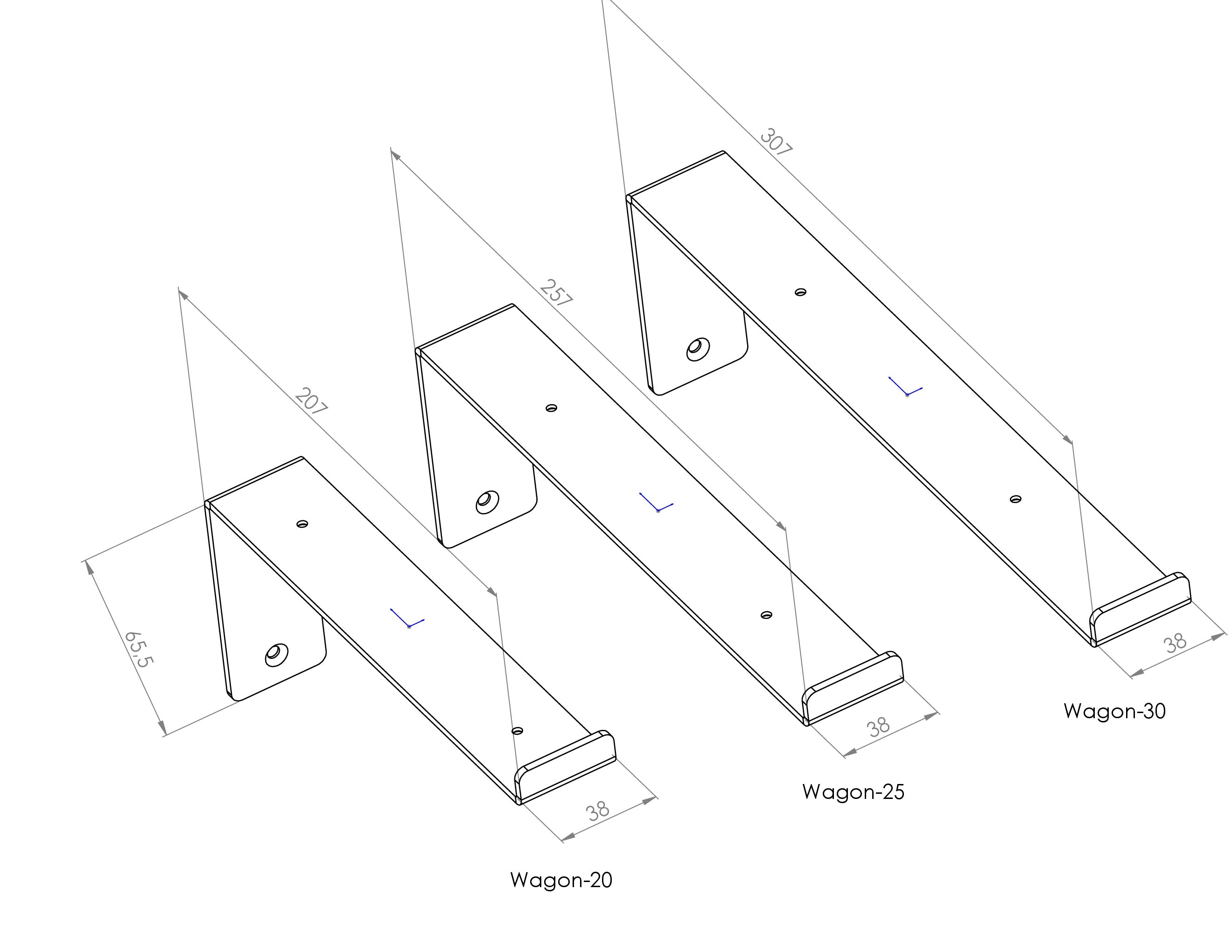 Gorillz Wagon Stalen Plankdragers voor Wandplank - 30 cm - Wit Metaal