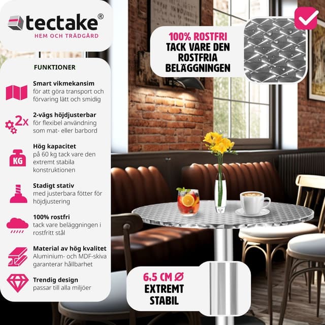 Cafebord i aluminium Ø60cm
