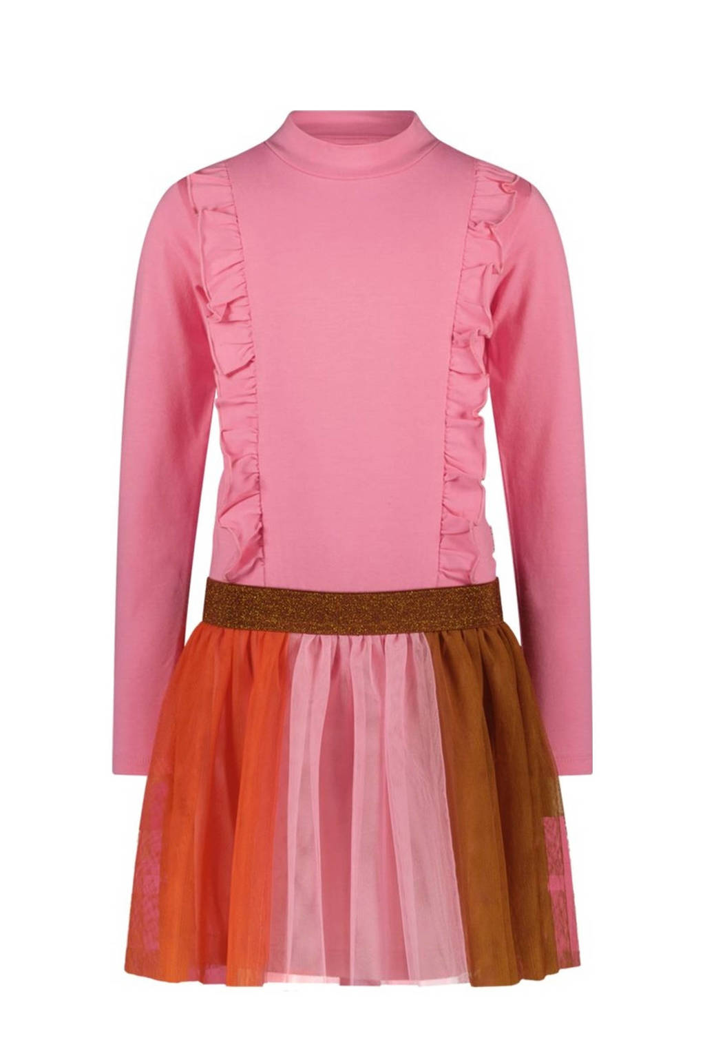 B.Nosy jurk Dani met mesh zoetroze/oranje/bruin