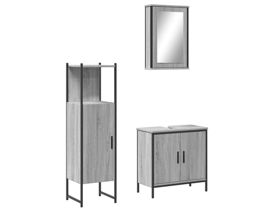 VIDAXL - Ensemble de meubles de salle de bain 3 pcs sonoma gris