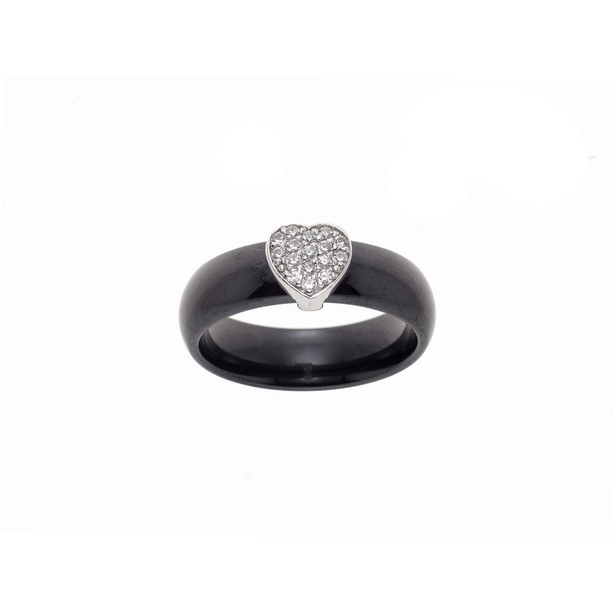 STELLA - Bague Jonc Massif - Pure Ceramic noire et acier - Motid Coeur