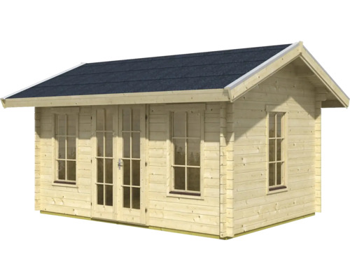 SKAN HOLZ Blokhut Lugano 2, dak geïsoleerd, voorbereid voor dakshingles, met natuurhouten vloer van 500 x 460 cm