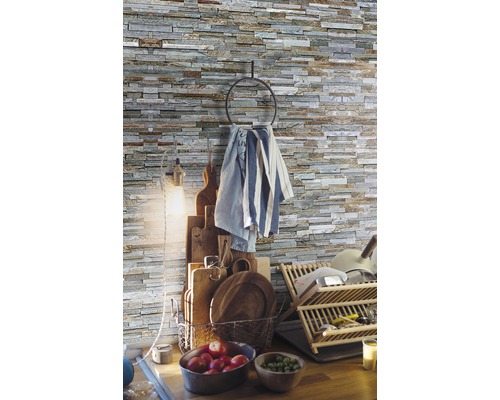 Wandbekleding PVC Keramiek Steenmuur grijs 67,5 x 400 cm