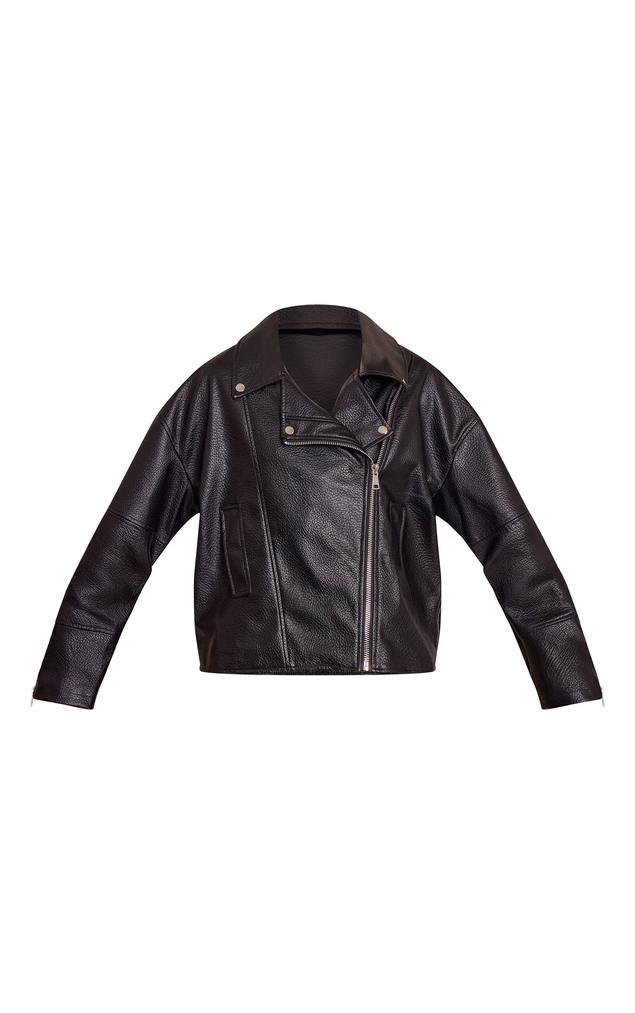 Noir Veste De Motard Oversize En Synthétique
