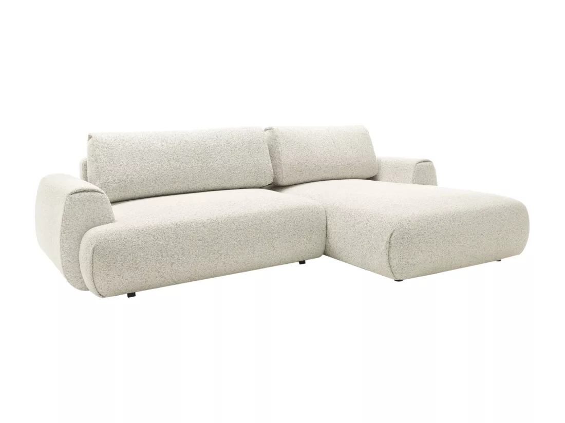 Canapé d'angle droit convertible en tissu texturé beige MONELIA