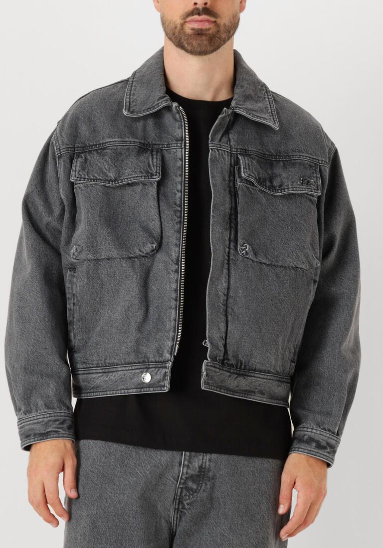 donkergrijze filling pieces spijkerjas denim jack washed