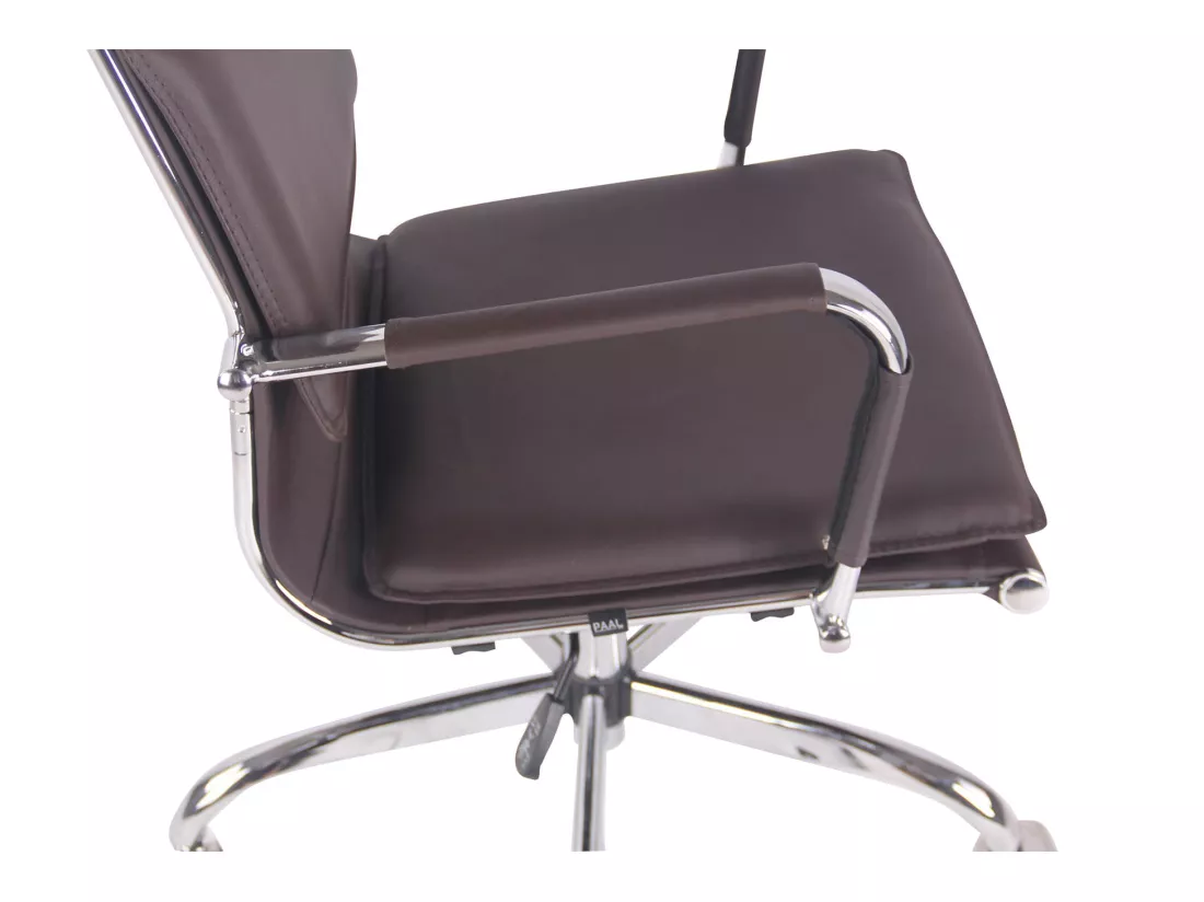 Chaise de bureau - Similicuir & Métal chromé - Café - Bedford