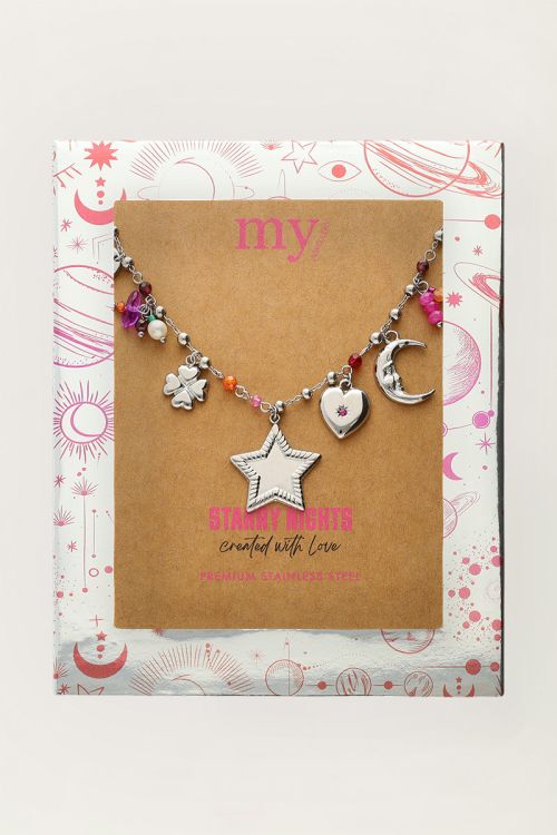 Starry bedel ketting met ster en kralen