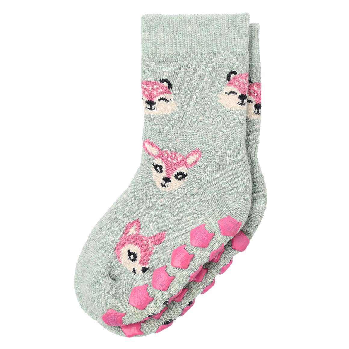 Topomini 3 Paar Baby Stoppersocken mit Tieren fuchsia / mint / rosa