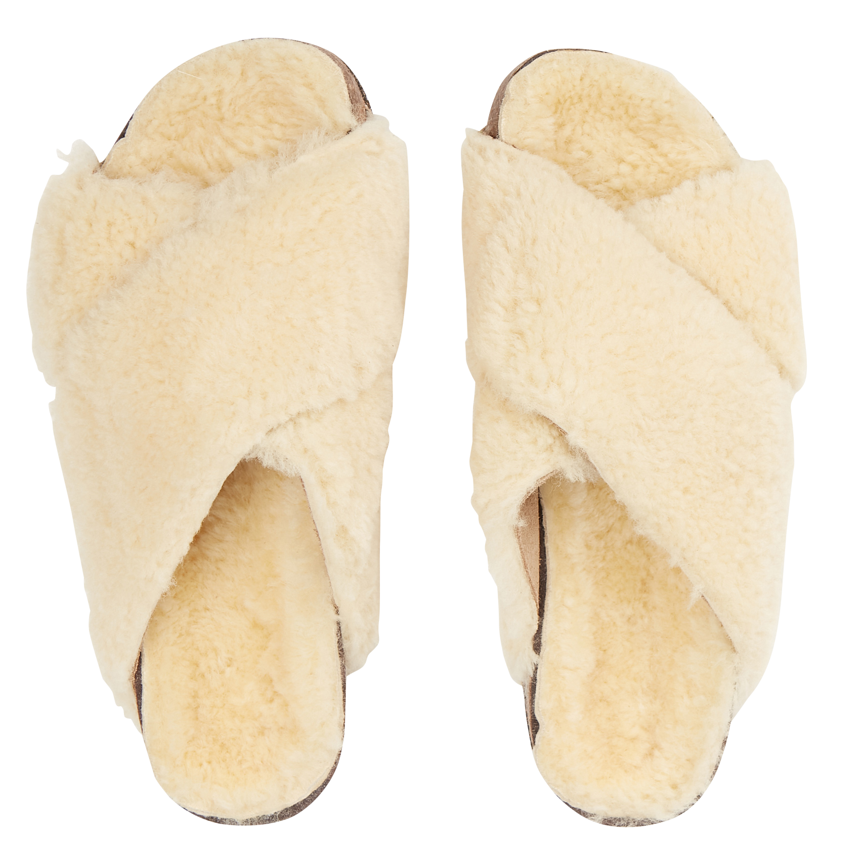 Sandales fourrée en cuir| Beige