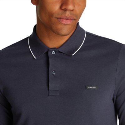 Polo à manches longues homme Stretch Pique Tipping CALVIN KLEIN