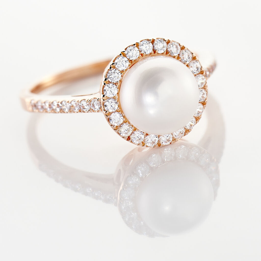 Bague Olivia Argent Rose Perle De Culture Et Oxyde De Zirconium