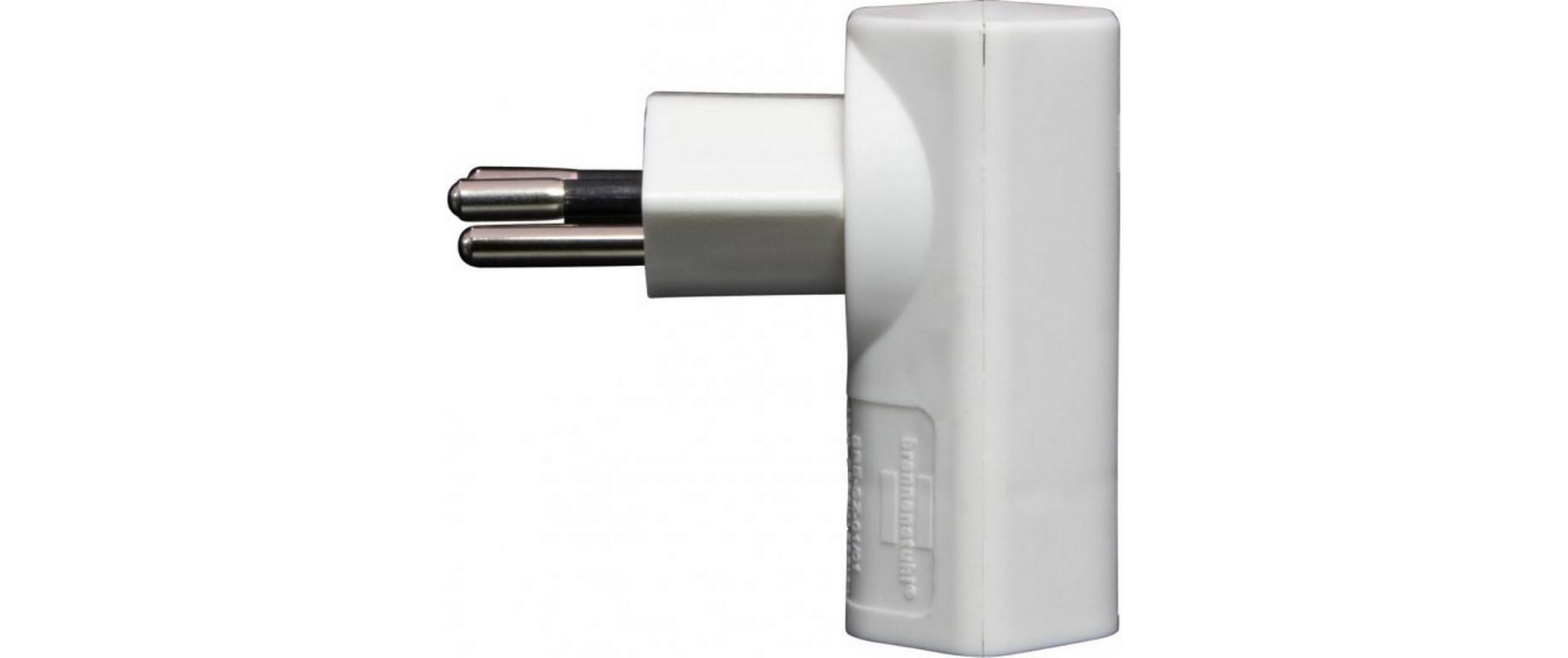 Flachstecker 1 x T13, 300° drehbar, flach, WeissStabiler, formschöner Winkeladapter aus hochbruchfestem Kunststoff