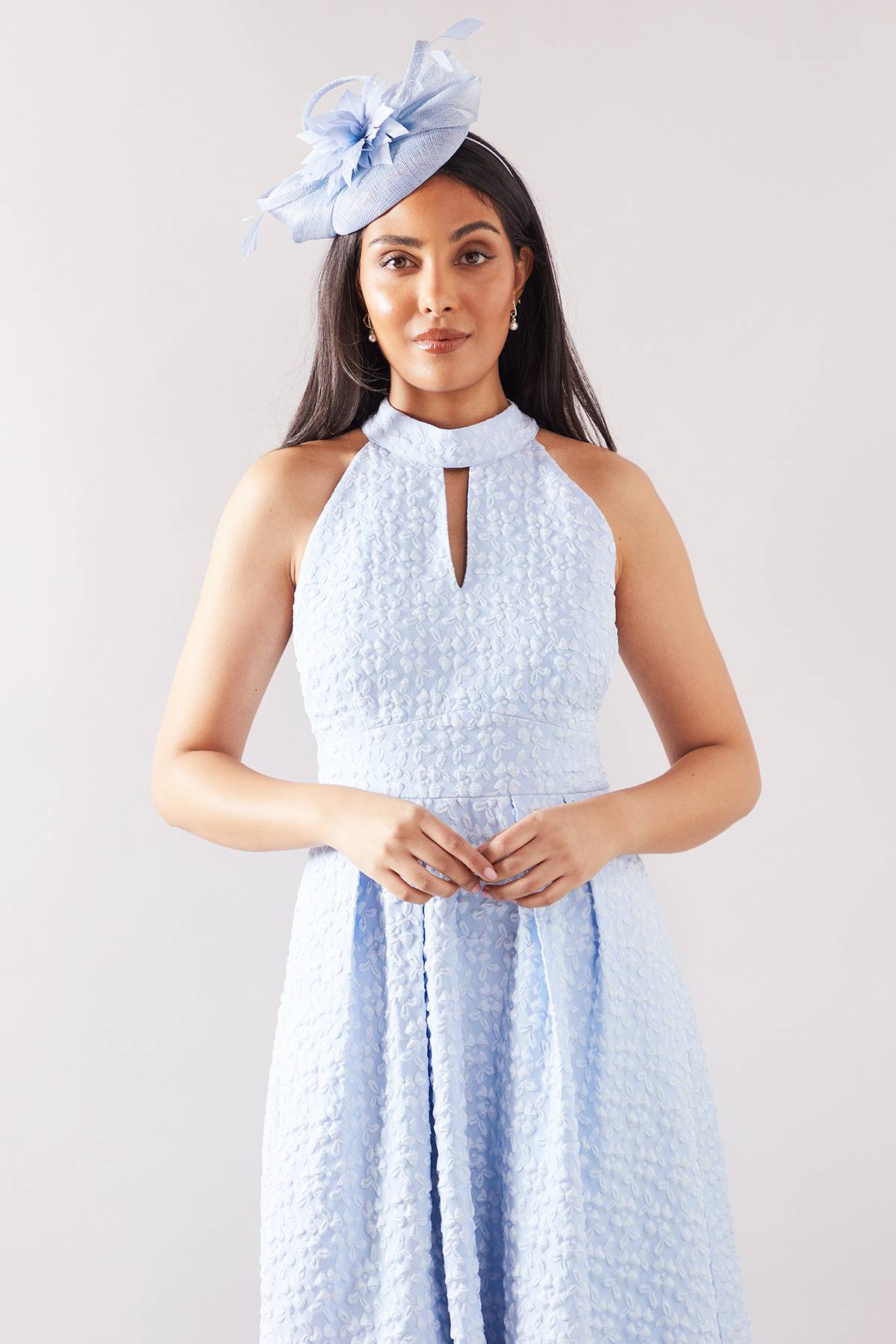 Wallis Robe Midaxi à Col Halter en Jacquard Floral Petite