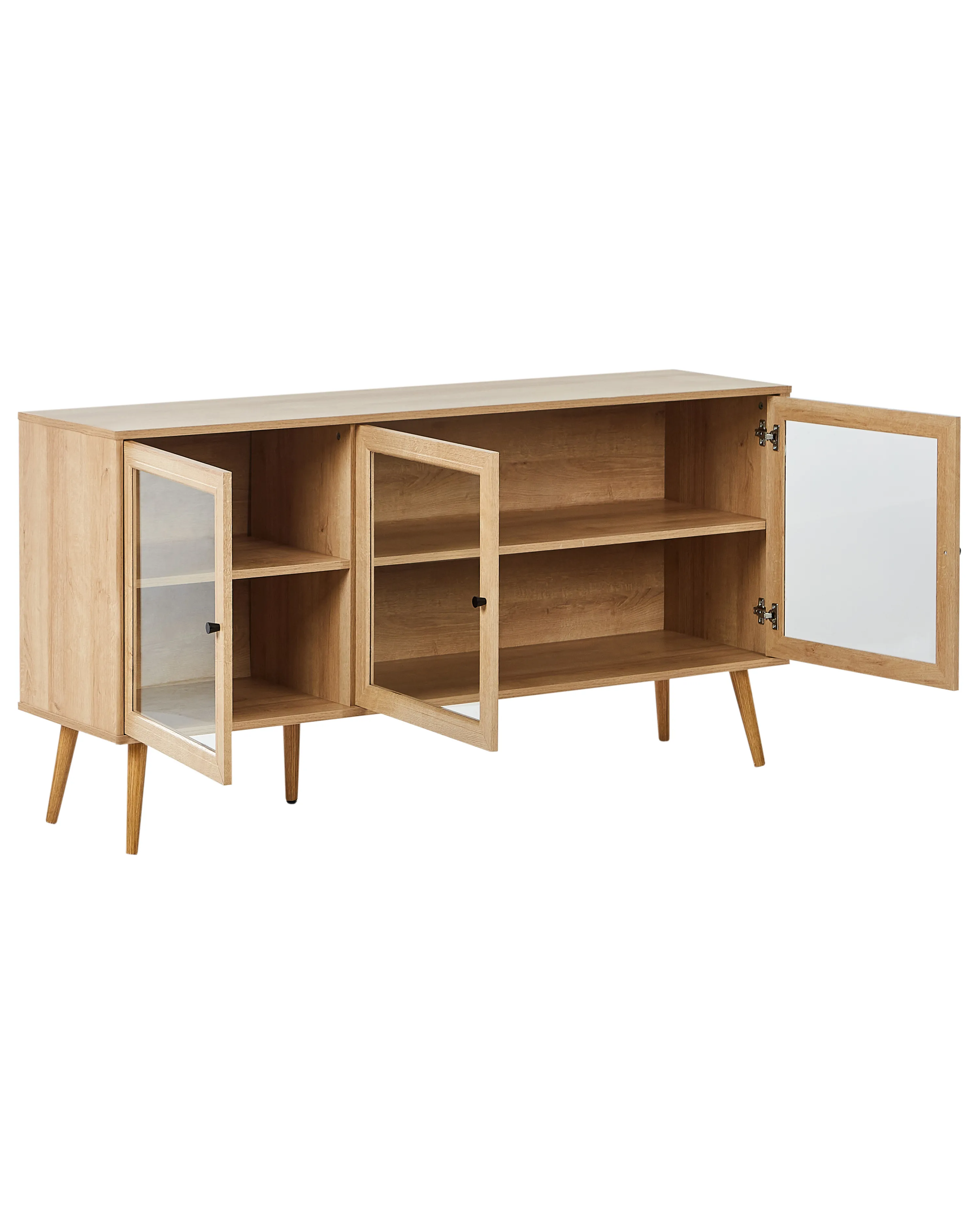 Dressoir met glazen deuren ALBANY 150 cm Lichtbruin