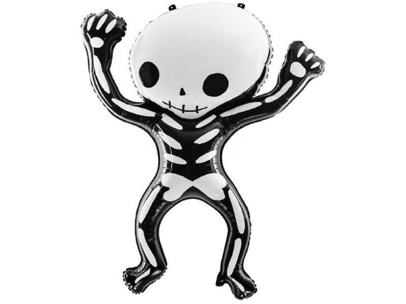 Partydeco Ballons Folienballon Skelett 84 x 100 cm, Schwarz Anschaulicher Folienballon für Halloween Partys