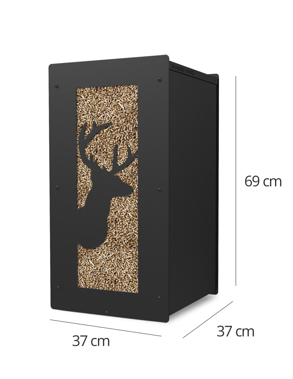 Meuble de rangement à granulés de bois 55kg noir cerf