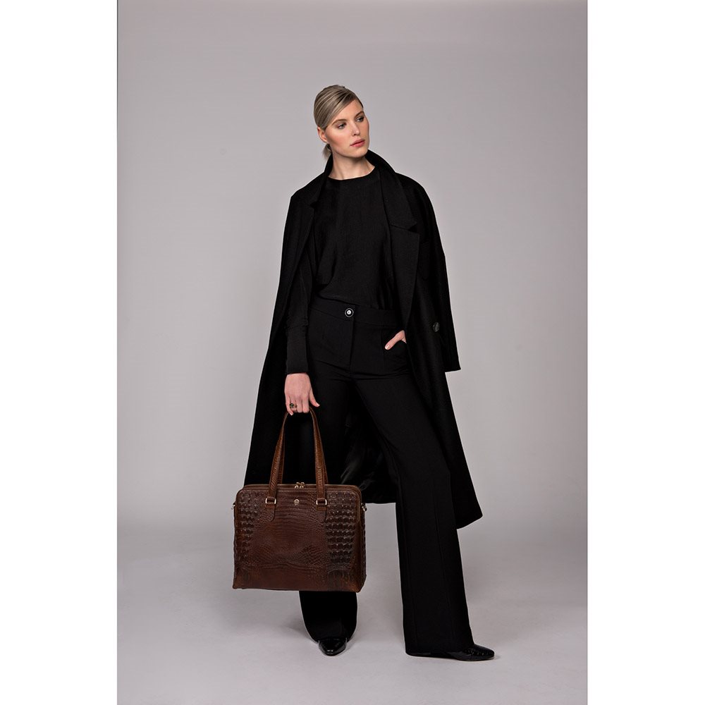 FMME. Charlotte 13.3 Workingbag 3 Pockets Croco black
