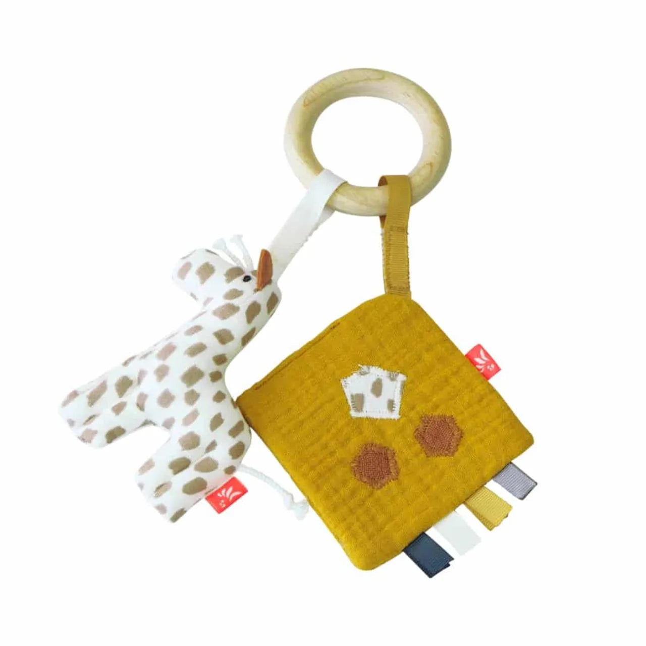 Holzbeissring mit Giraffe & Knistertuch