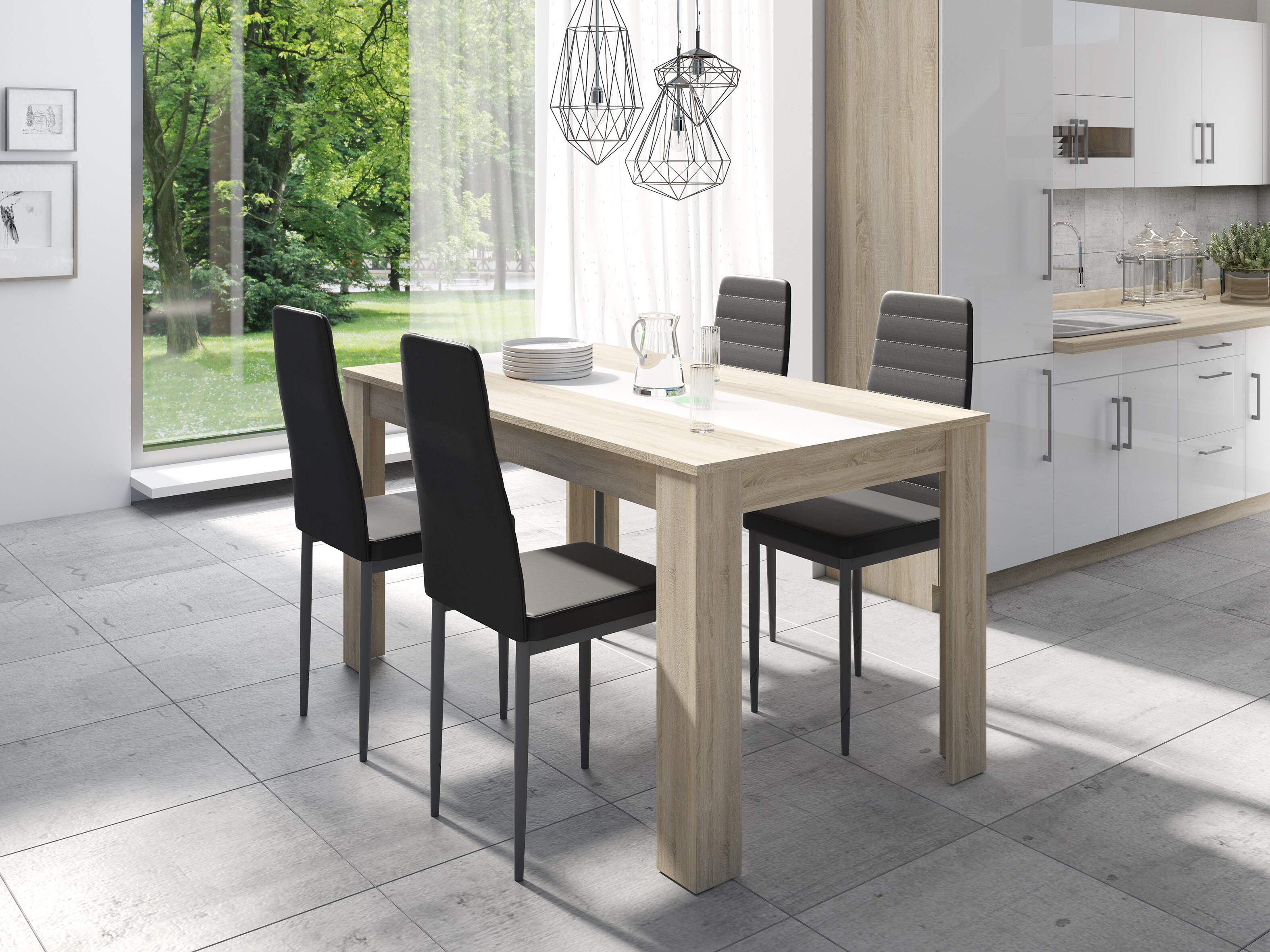 byLIVING Esstisch NORI, Breite 160 cm, Artisan Eiche (Eiche-Optik)/schwarz