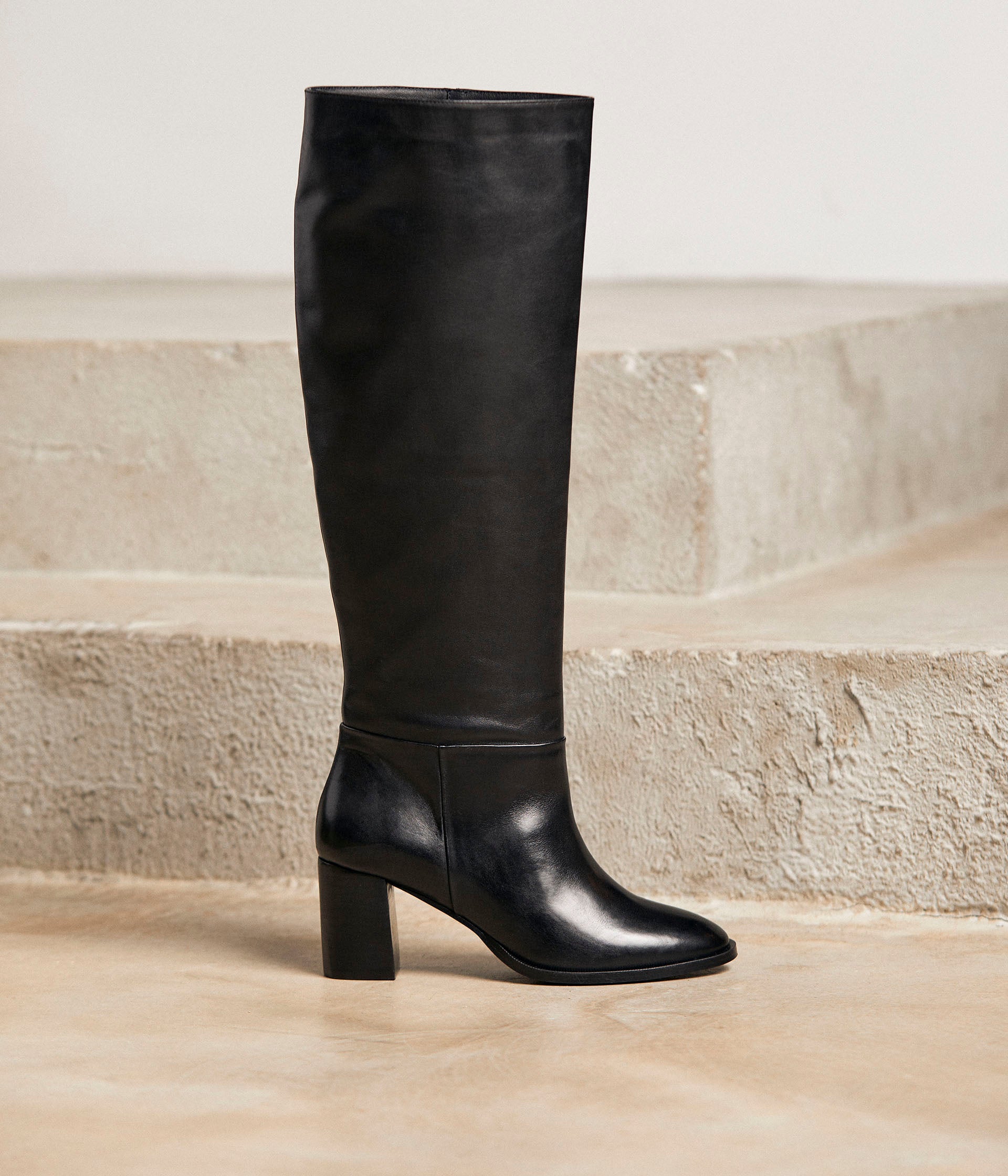 Cuissardes cuir noir Edwina