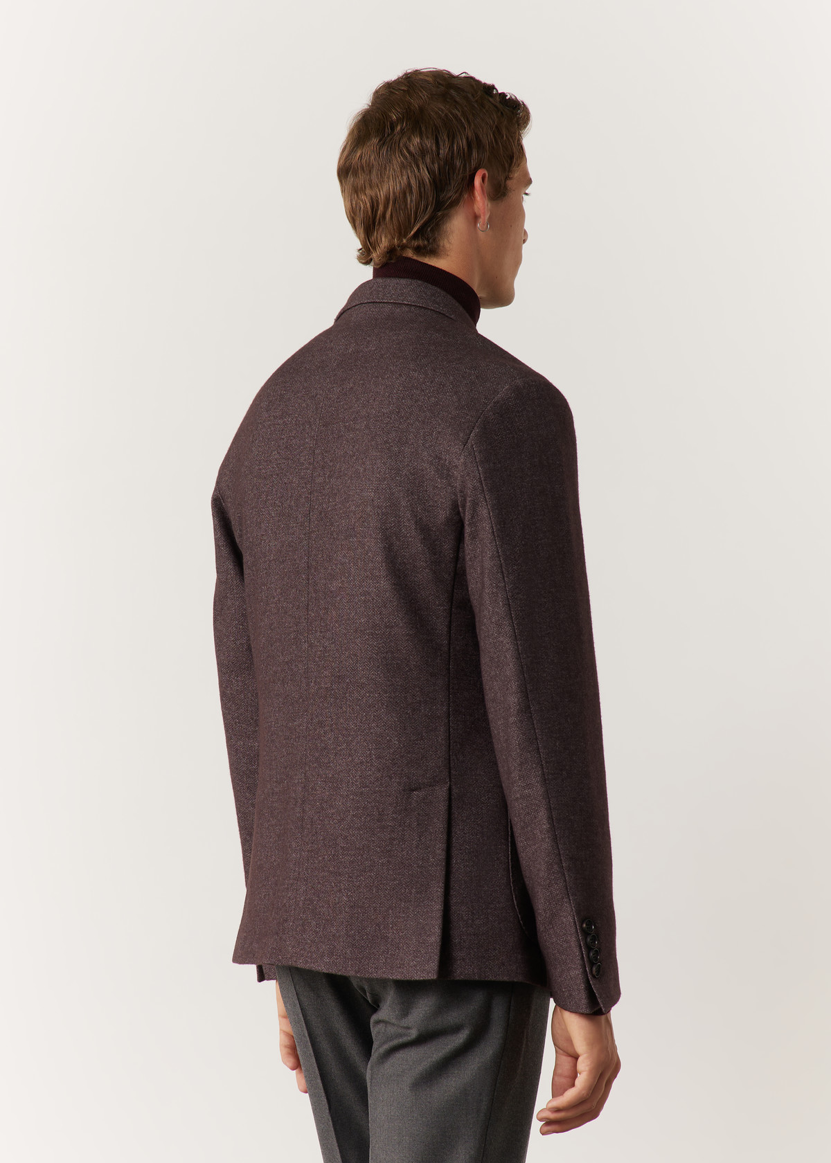 Veste casual Regular en laine mélangée unie bordeaux