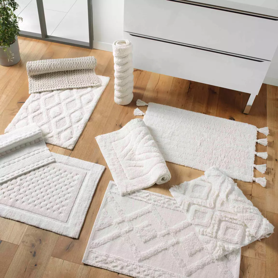 Tapis de bain coton (50 x 80 cm) Gladis Blanc
