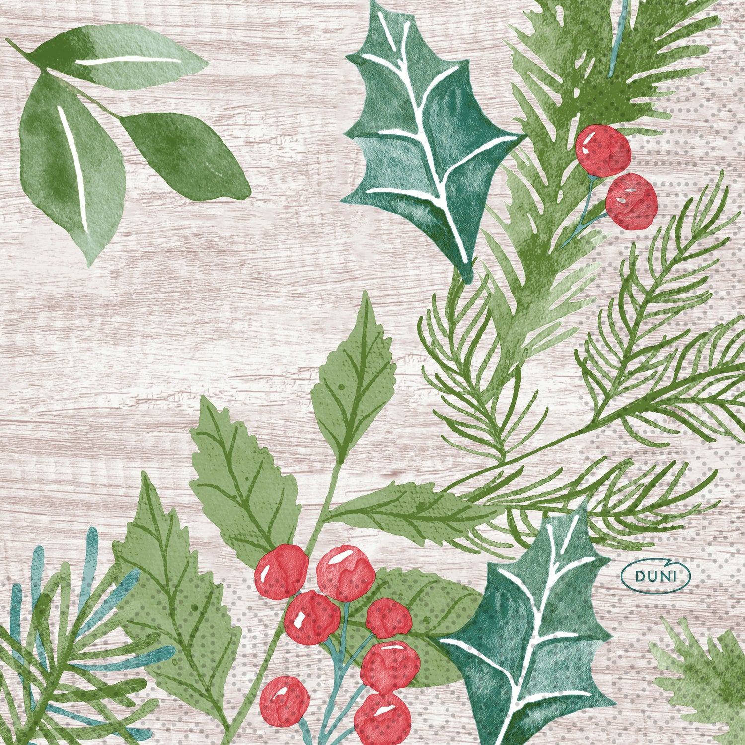 Duni servet Winter Greenery beige 24 x 24 cm 20 stuks
