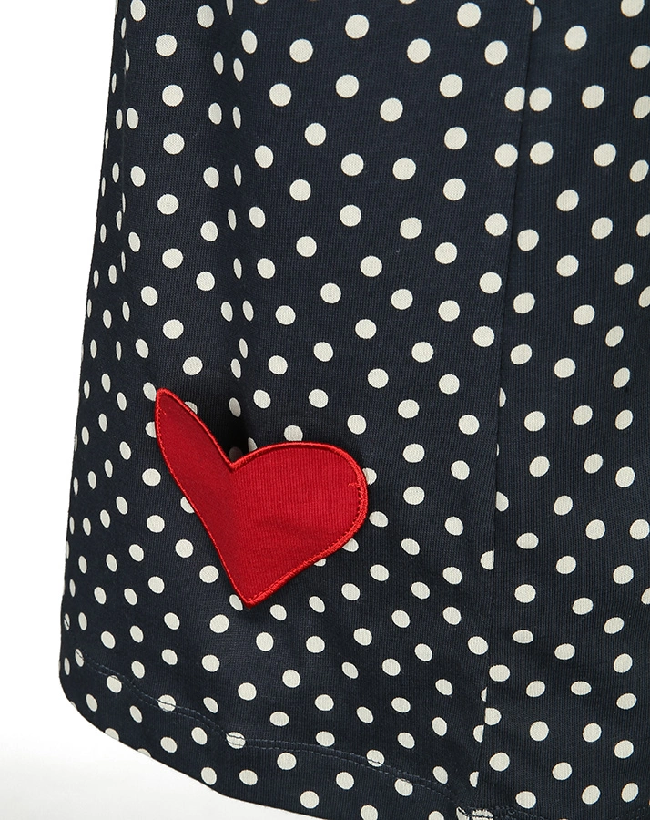 Tunika-Kleid HERZTASCHEN gepunktet in dunkelblau