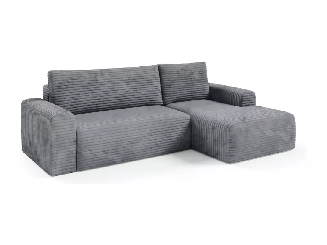 Canapé d'angle convertible en velours côtelé SONTII Gris