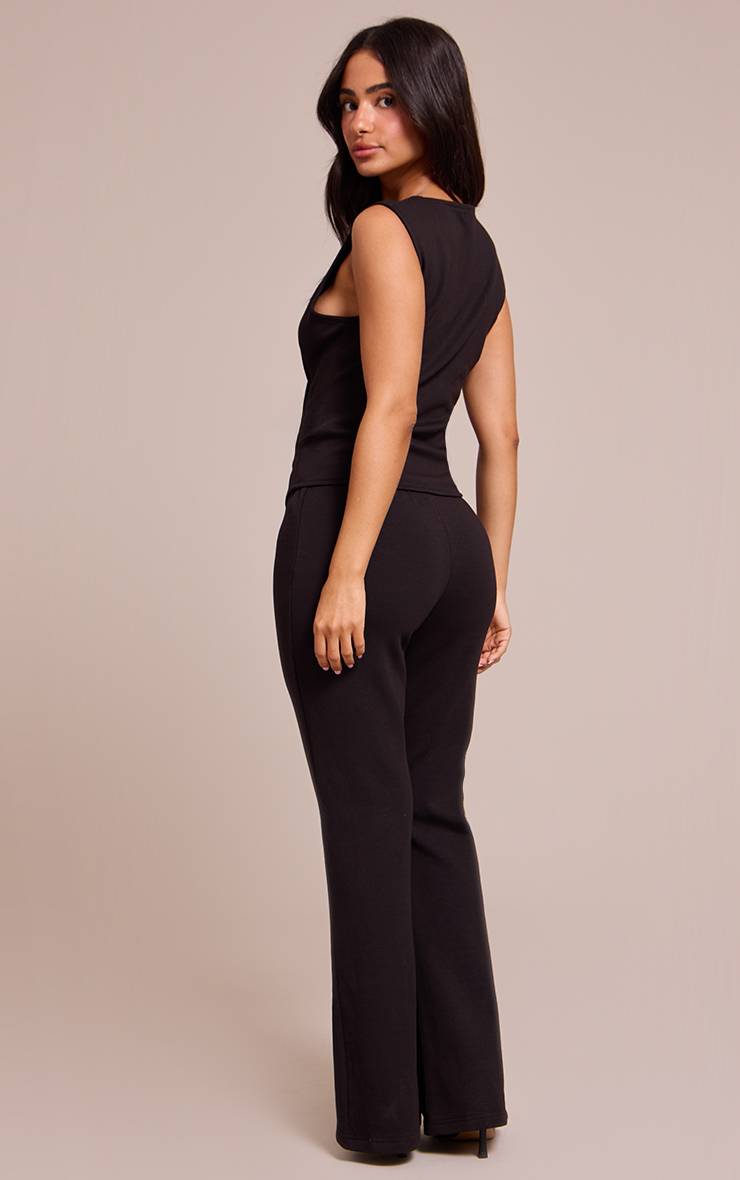 Noir Pantalon Évasé Petite Avec Détail De Couture Entrelacée