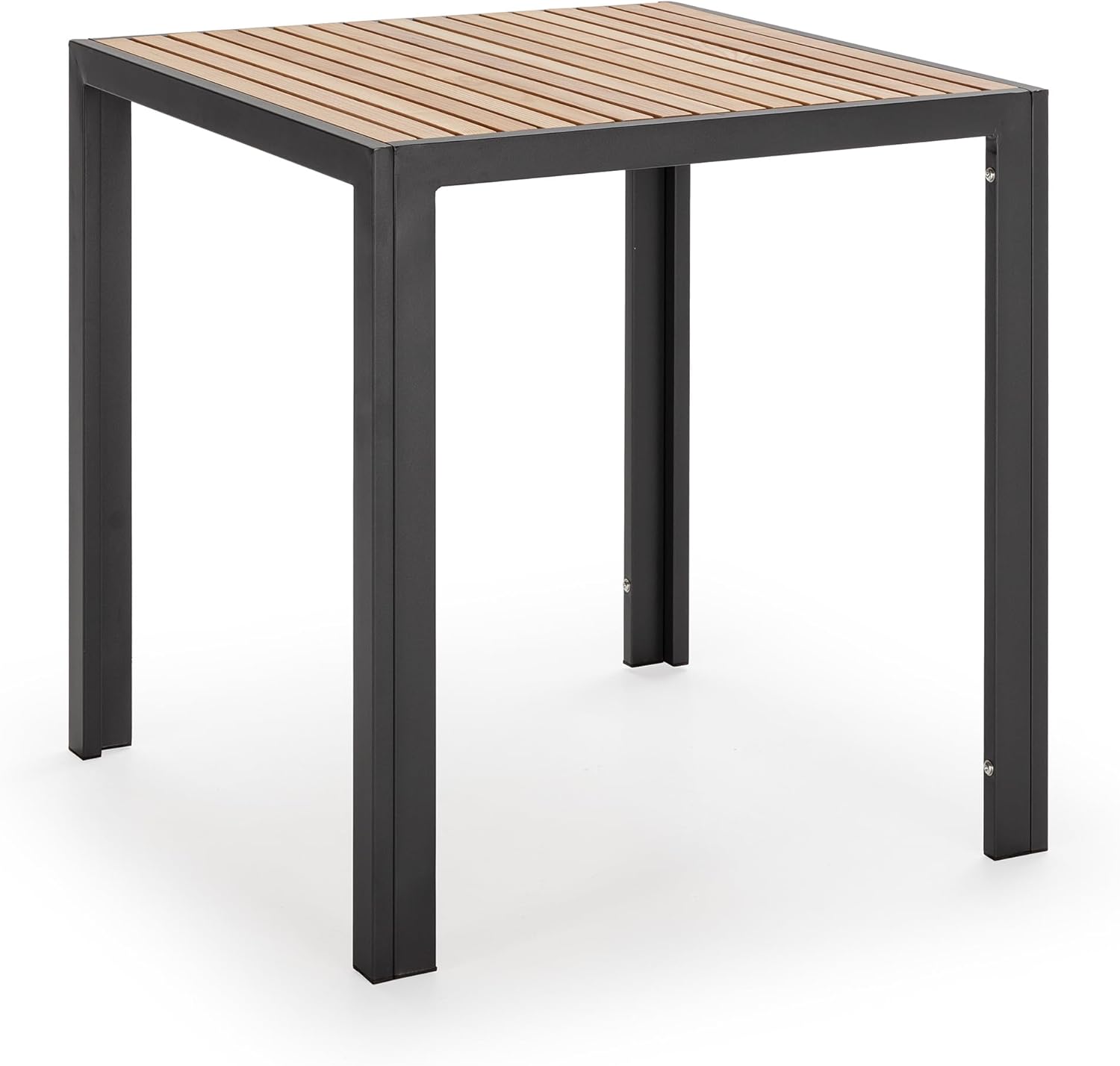 Gartentisch Koralle, quadratisch, aus Holz und Metall, Gartenmöbel, Schwarz, 70 x 70 x 72 cm