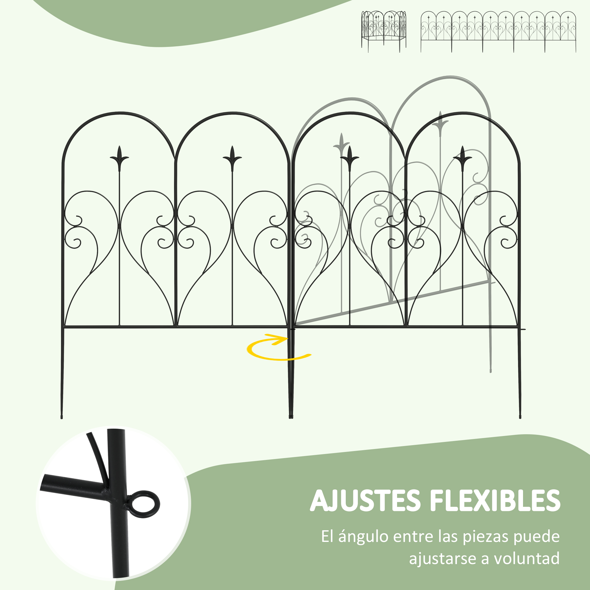 Cercas de jardim pretas Outsunny