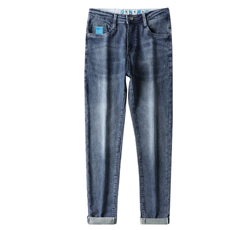 Denimic - Hoge taille gewassen taps toelopende jeans