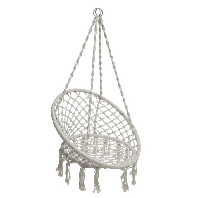 Chaise de détente suspendue en macramé PLUMAYA Beige