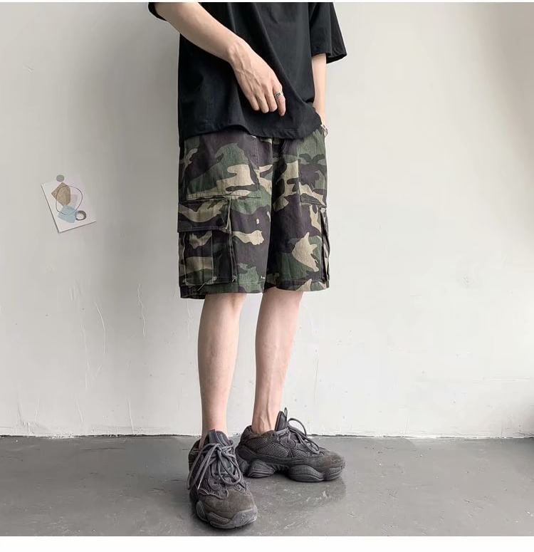 Capbrew - Camouflage Cargo Shorts met Middelhoge Taille