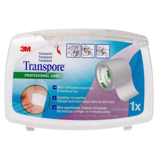 3M Transpore Sparadrap Transparent Microperforé en Dévidoir