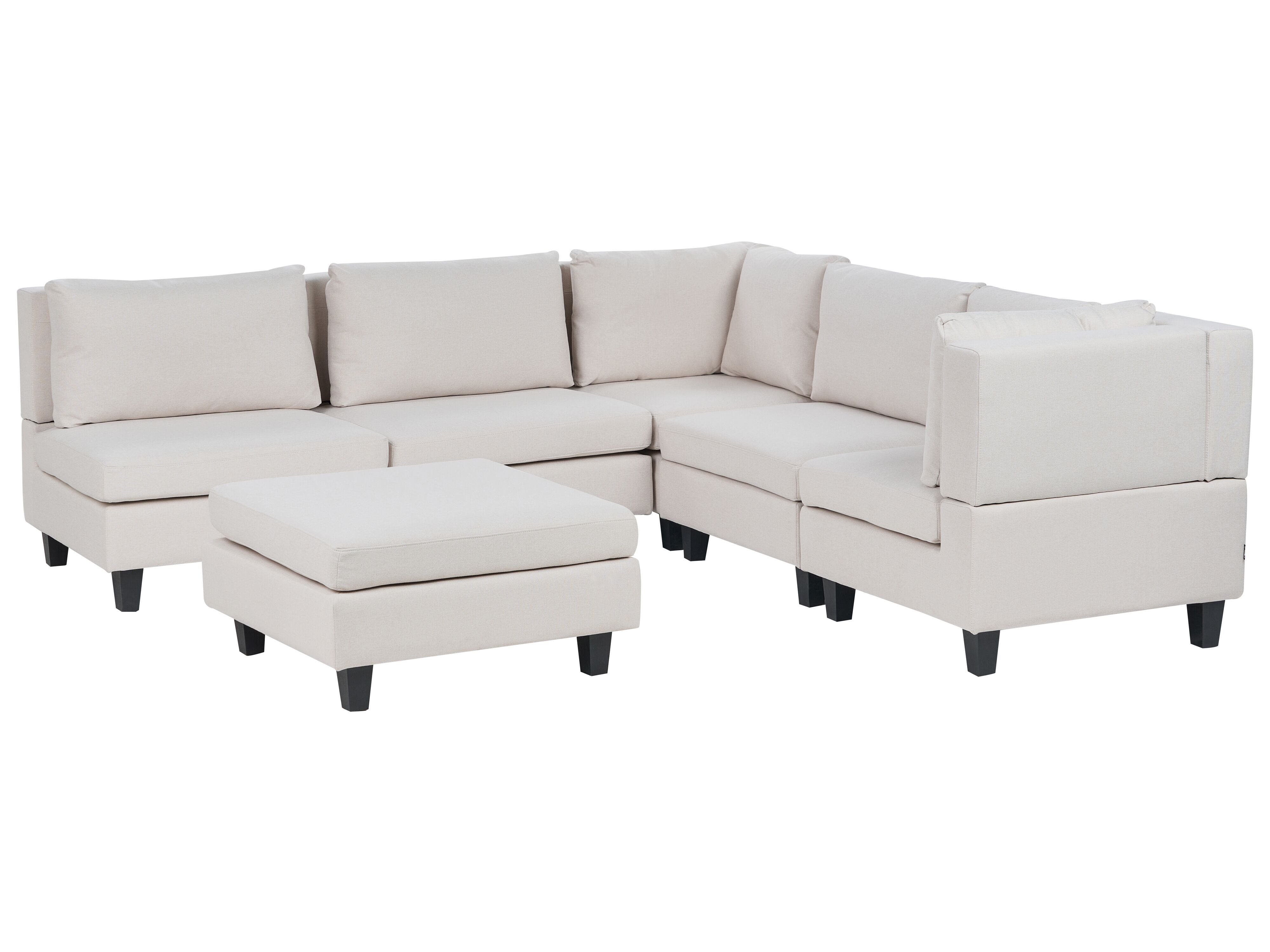 Modulaire hoekbank 5-zits UNSTAD Stof Lichtbeige met ottomaan linkszijdig