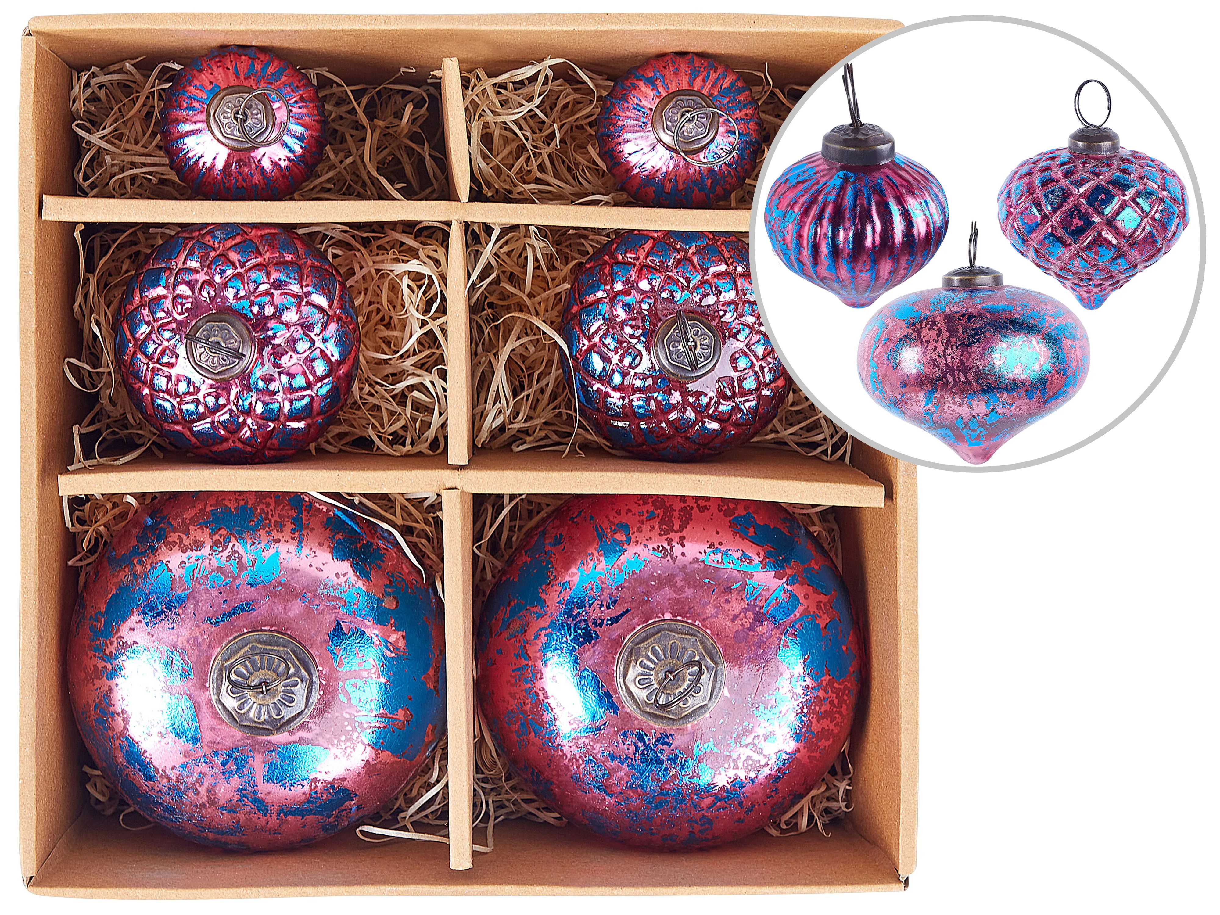 Set van 6 kerstballen ASTRALE Glas Roze