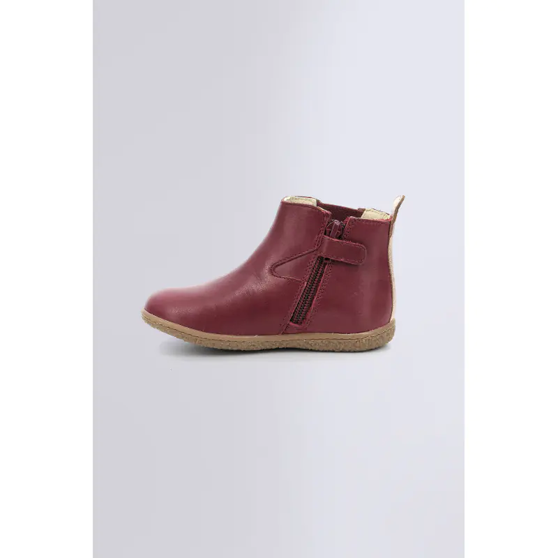 VERMILLON BORDEAUX OR BOOTS Cuir Fille