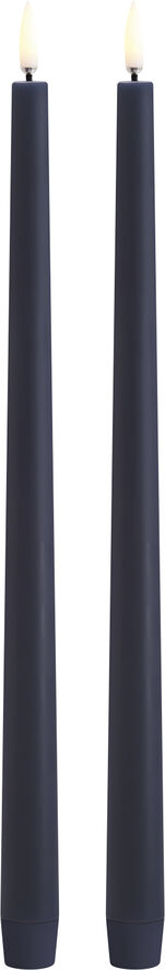 Uyuni LED taper candle, Dark blue, Smooth, 2,3x32 cm / 2-pack Dark blue